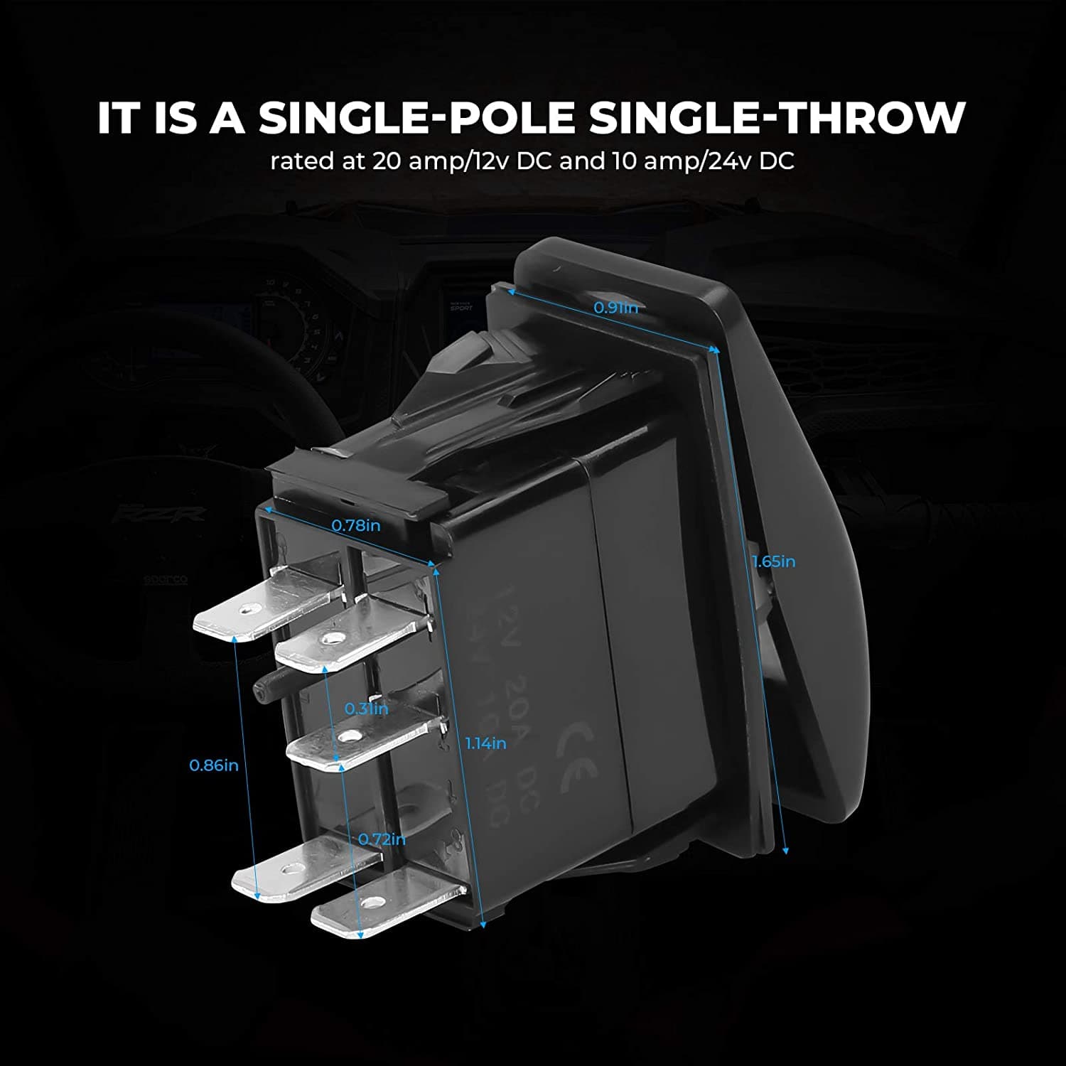 Kemimoto 5Pin interruttore a bilanciere on-off 20A