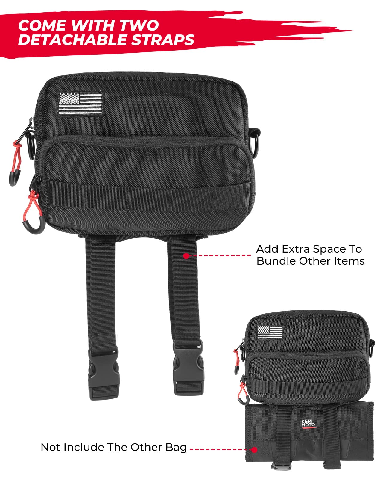 Kemimoto borsa manubrio moto cruiser nera con tracolla