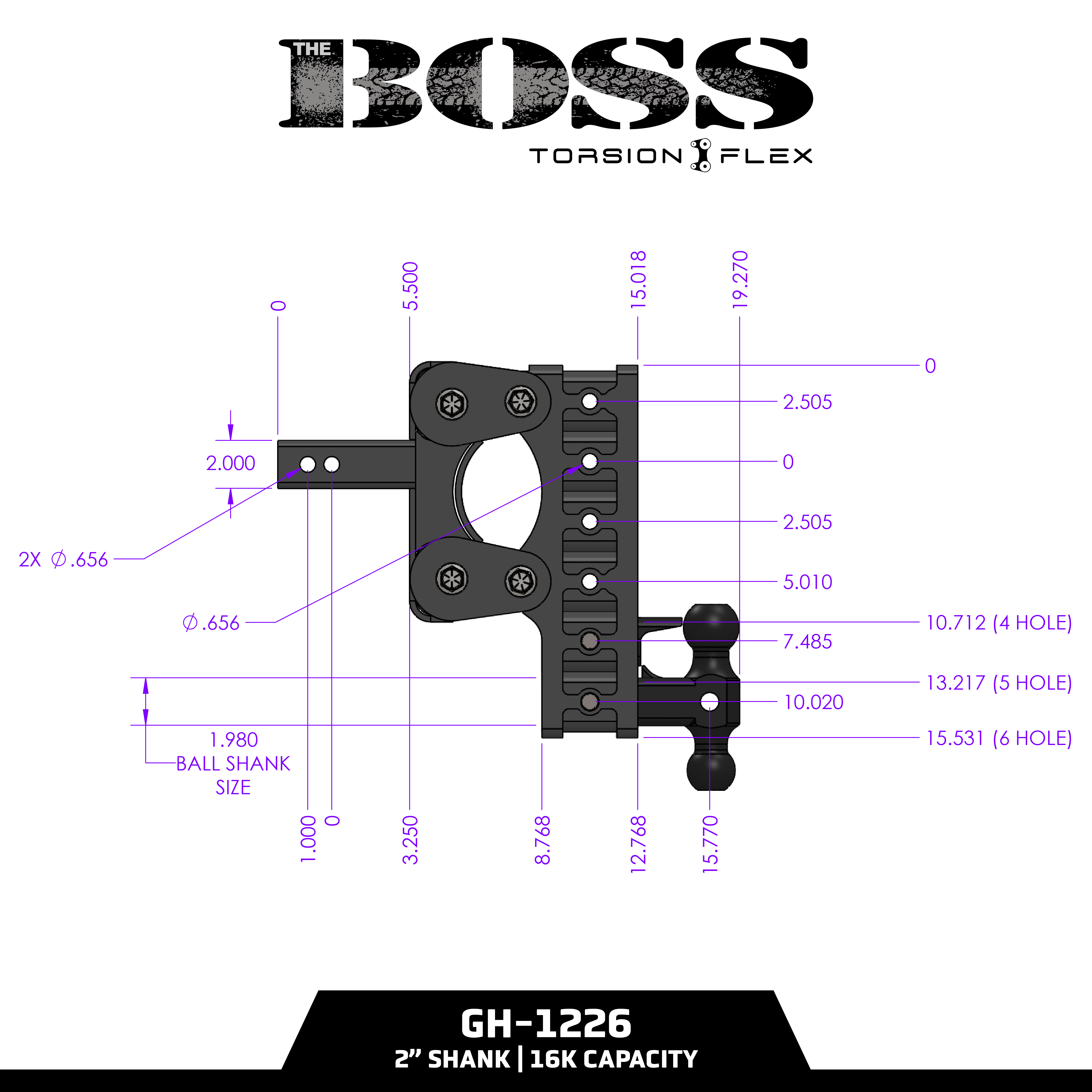 GEN-Y Hitch BOSS 16K Gancio Traino Regolabile Torsion-Flex