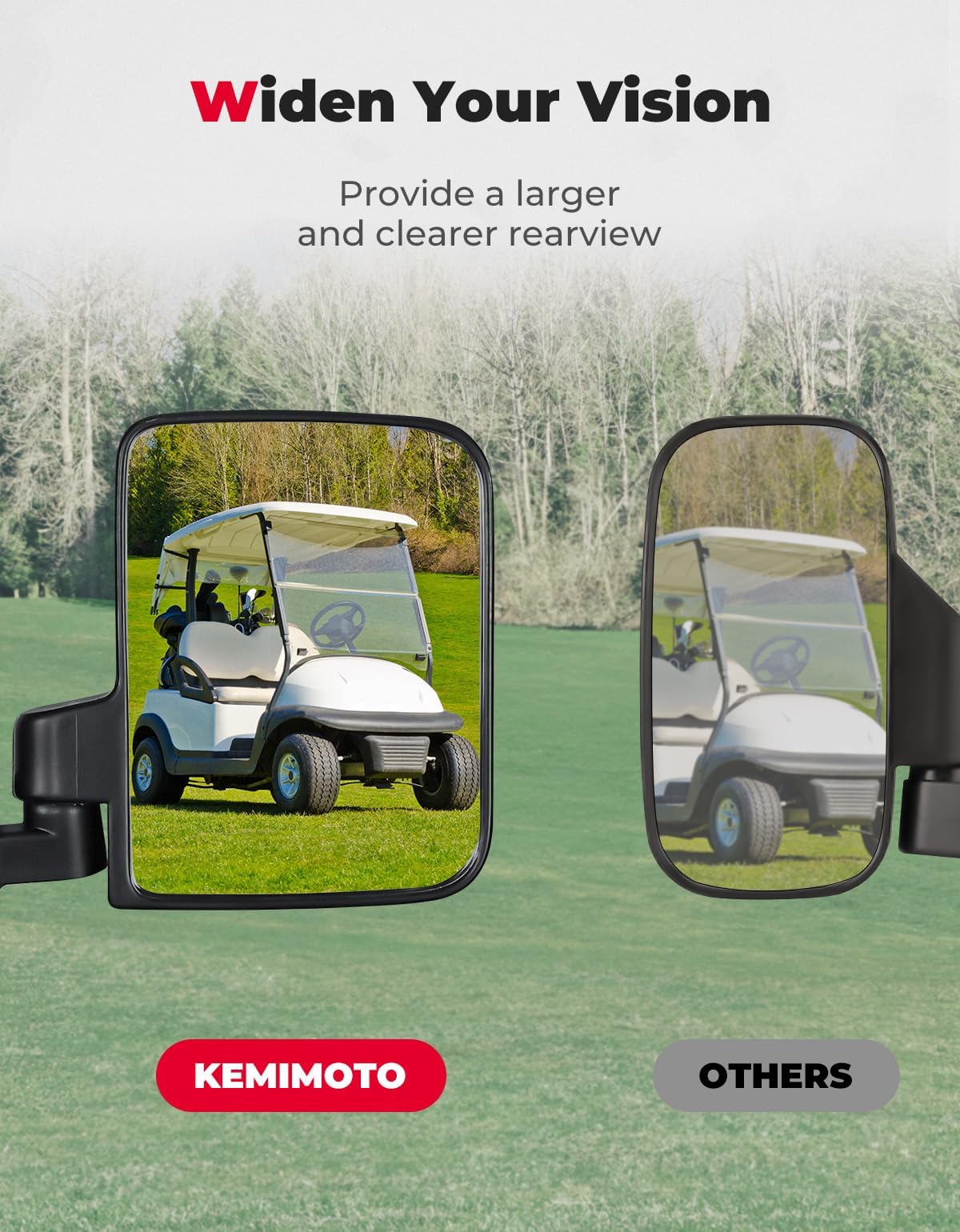 KEMIMOTO Specchietti laterali golf cart no-foro coppia