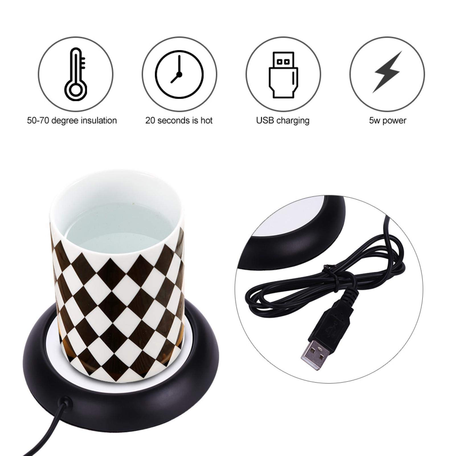 Kuuleyn Scaldatazze USB 5W Nero per Tazze Uso Ufficio