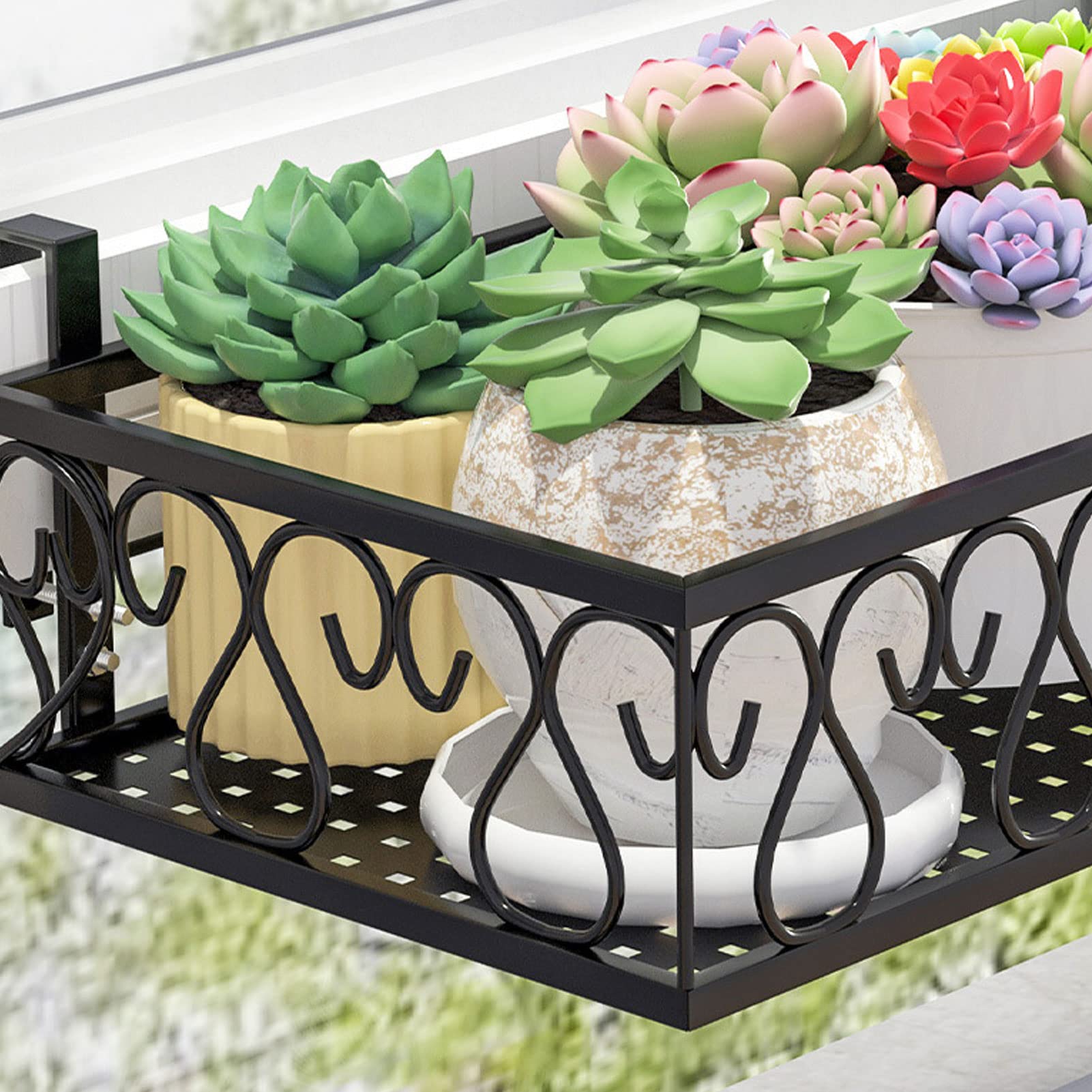 Hapivida cesto fiori ringhiera ferro nero 30 cm 6,5 cm