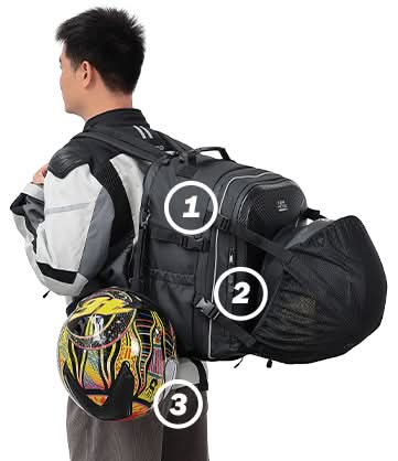 Kemimoto zaino moto rigido 40L porta casco USB