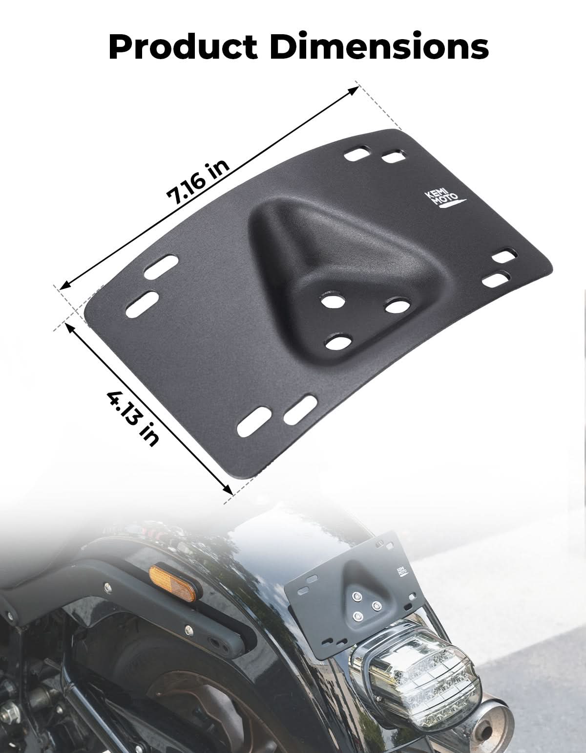 KEMIMOTO portatarga moto curvo 3 fori alluminio