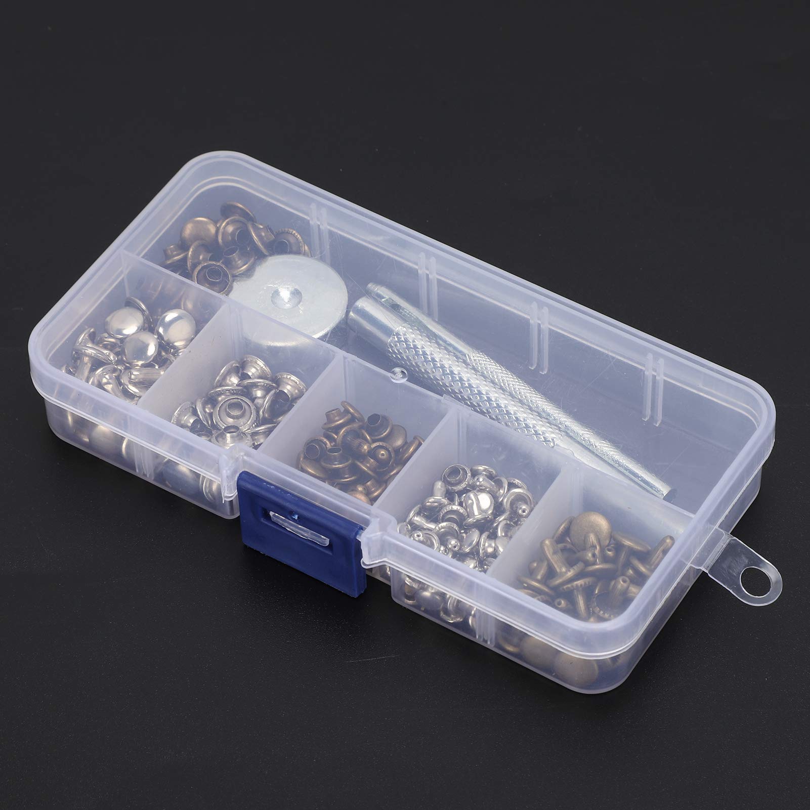 Kuuleyn Kit Rivetti Pelle 120 Pezzi 6/8mm Doppia Calotta