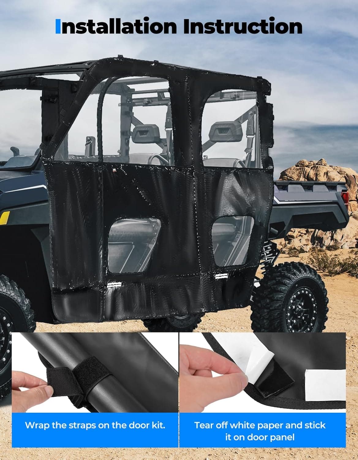 KEMIMOTO Ranger XP 1000 Crew telo cabina con zip YKK