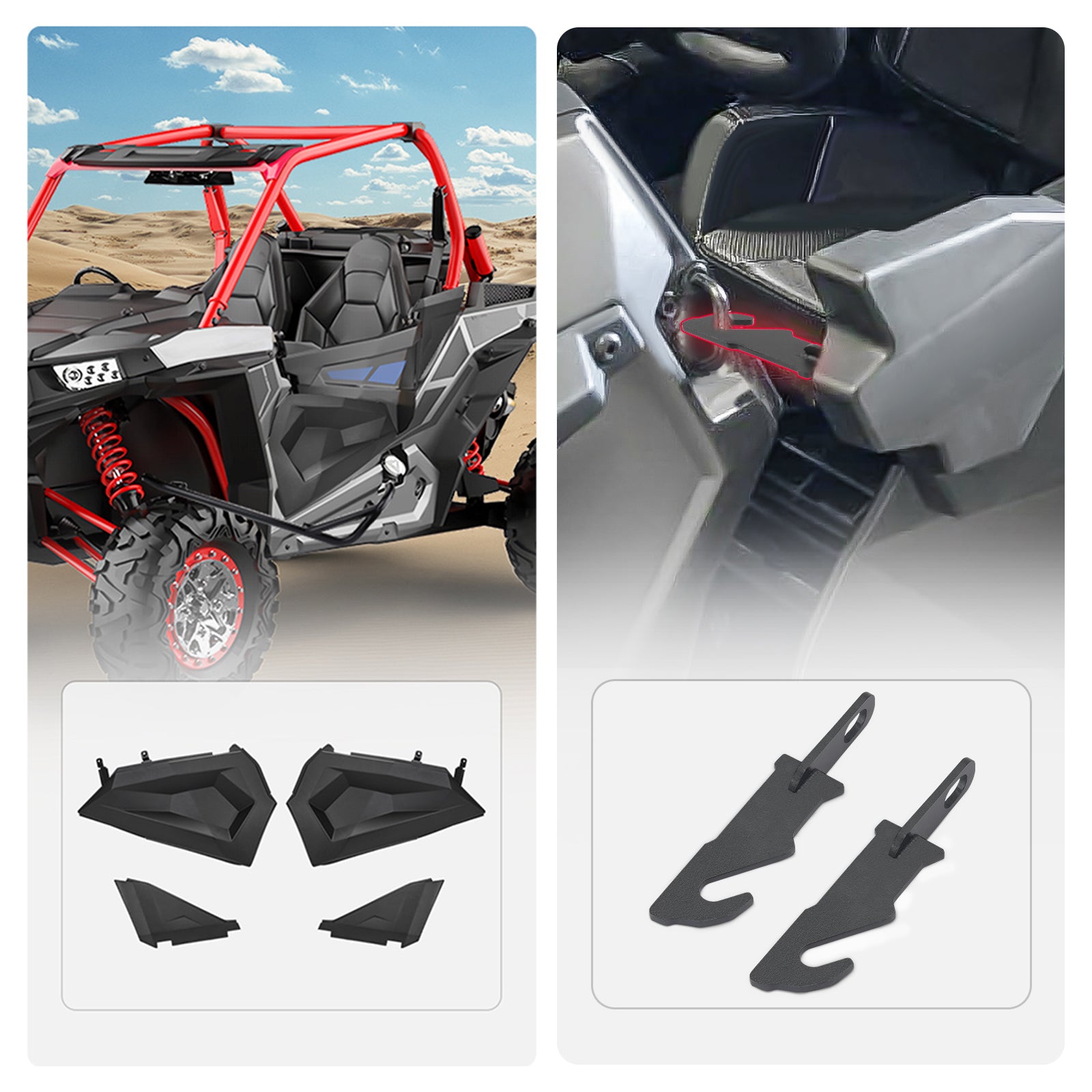 KEMIMOTO RZR mezze porte inferiori e ganci porta acciaio