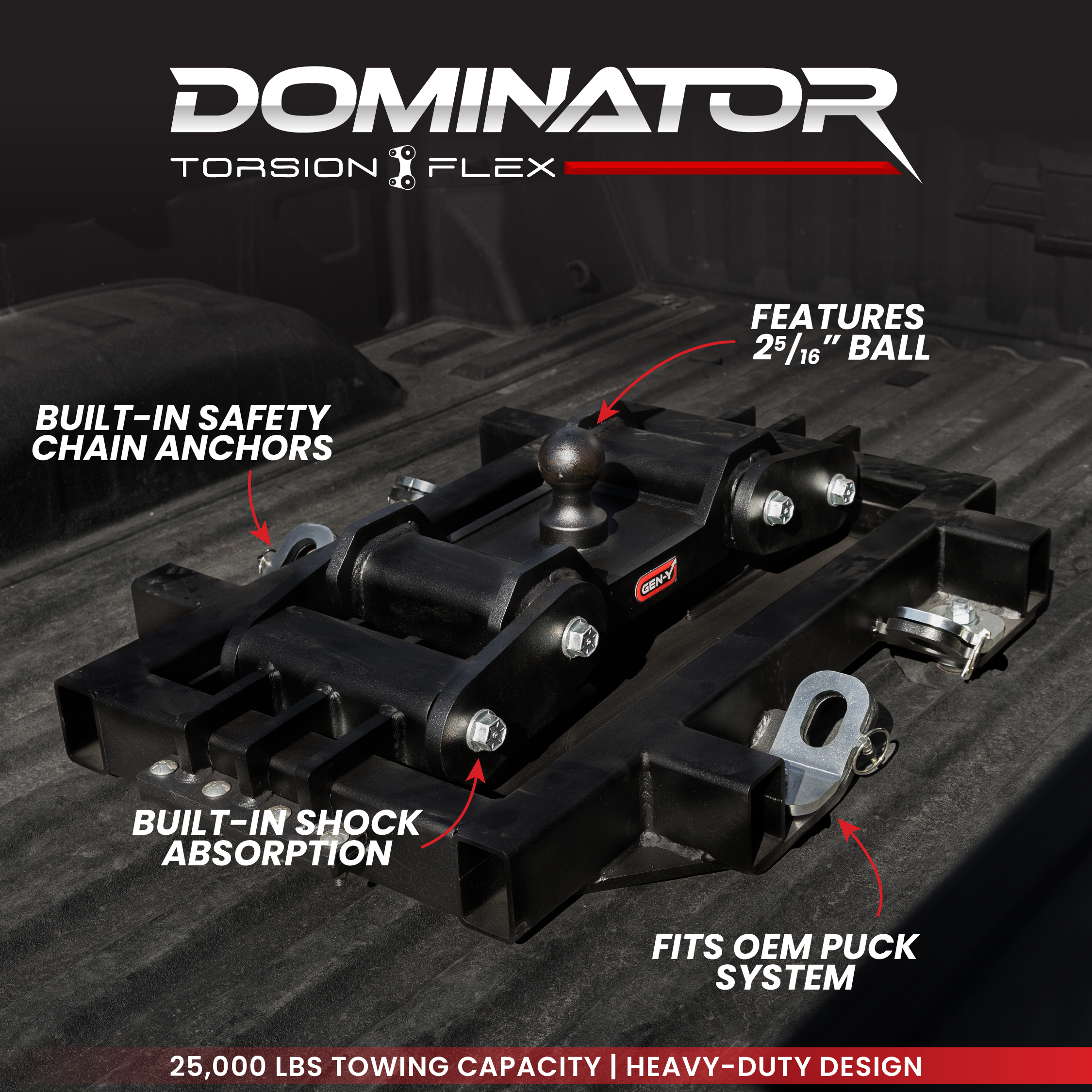 GEN-Y DOMINATOR Torsion-Flex sfera gooseneck Ford 25000 lb