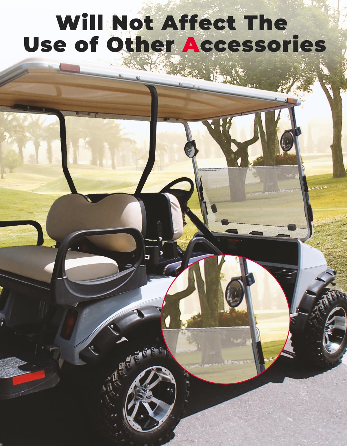 KEMIMOTO Club Car DS 2000+ parabrezza golf cart pieghevole trasparente