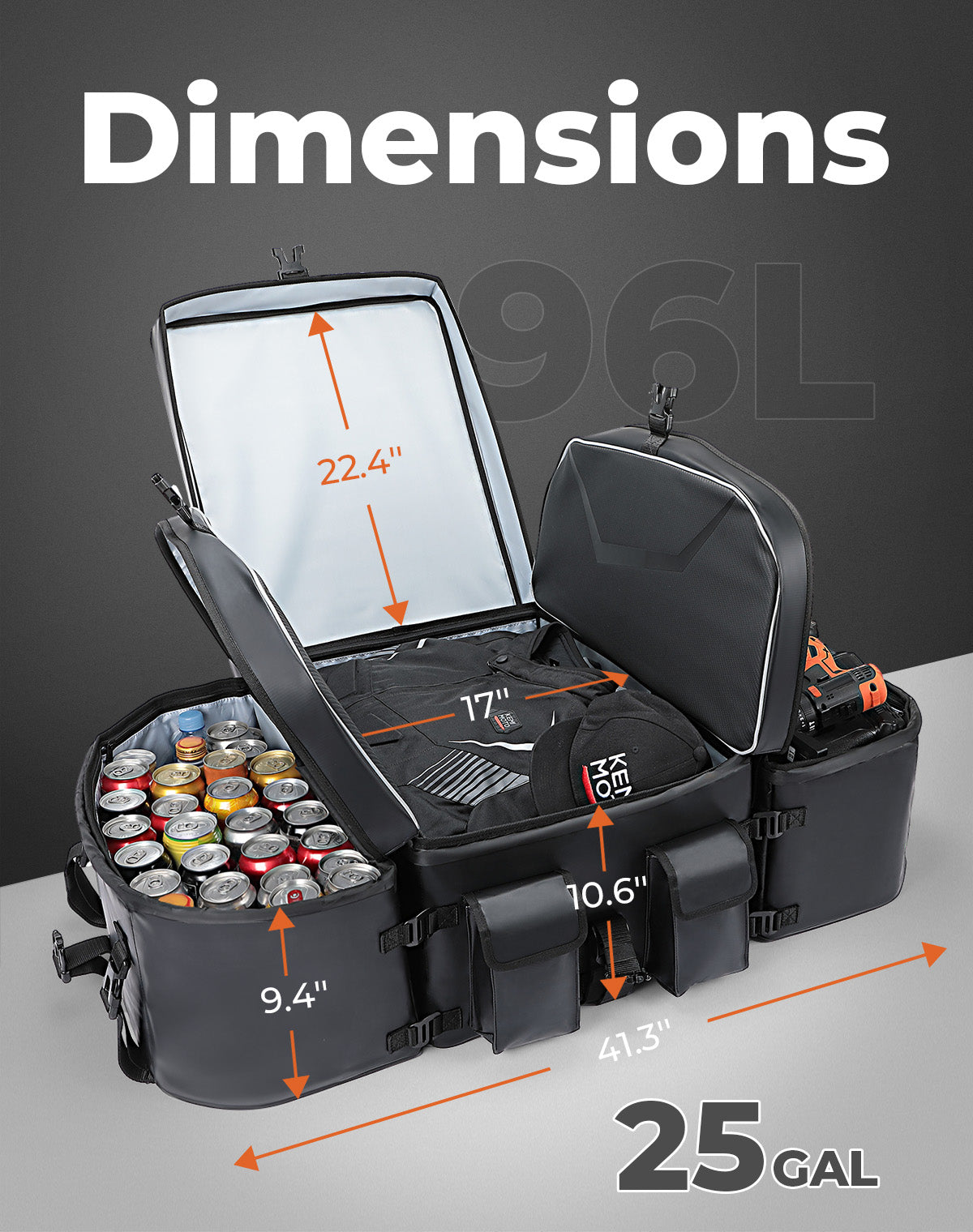 KEMIMOTO Borsa Posteriore 112L per Can-Am Maverick R Impermeabile