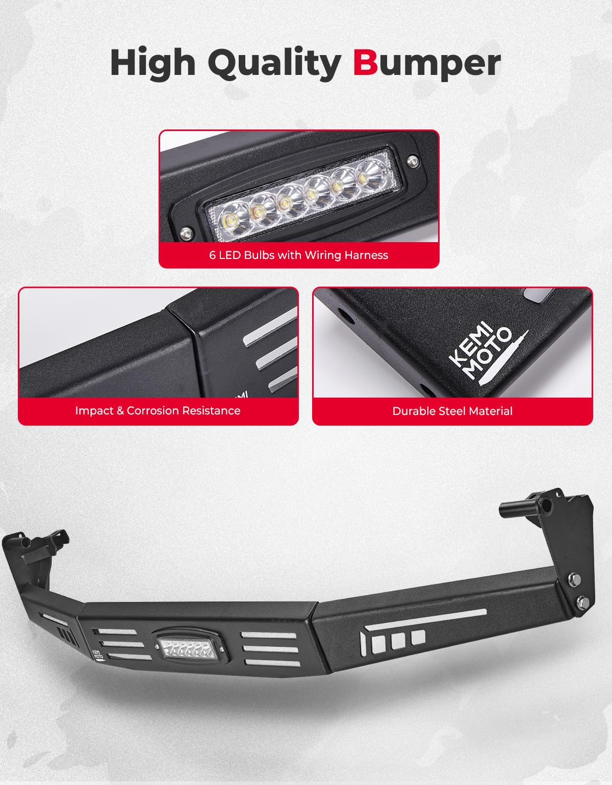 Kemimoto Pioneer 1000 paraurti posteriore acciaio con LED