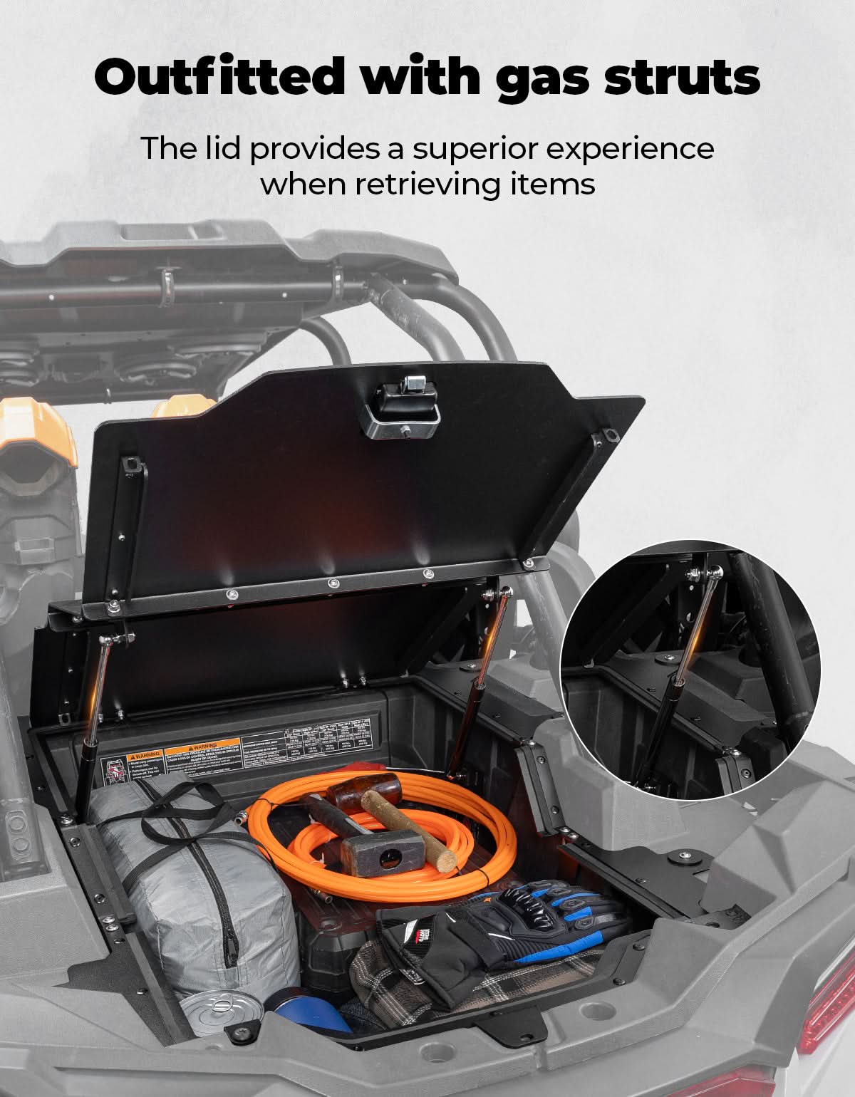 KEMIMOTO RZR XP 1000 baule posteriore alluminio nero
