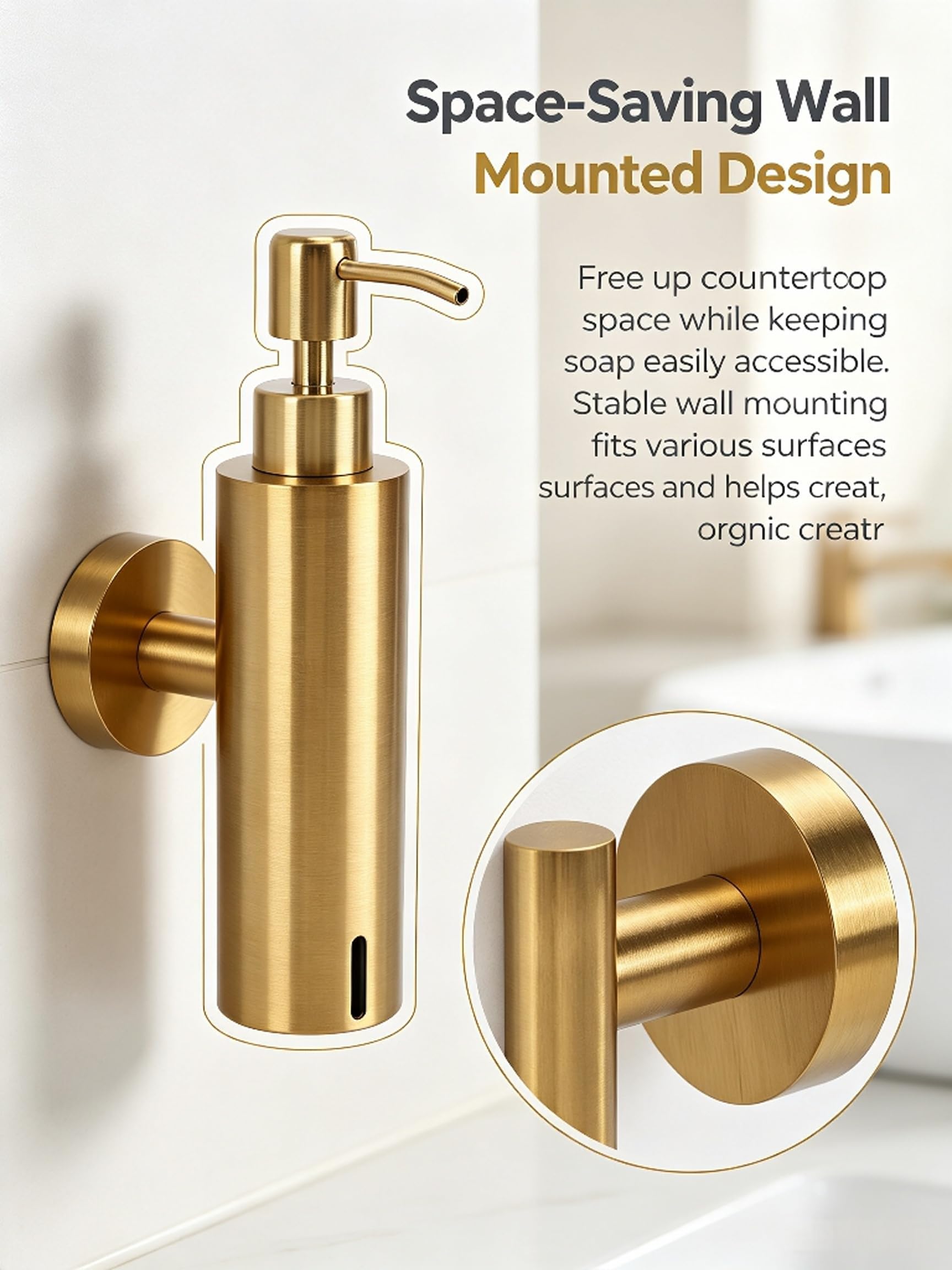 Hapivida dispenser sapone acciaio inox a parete 5x21 cm