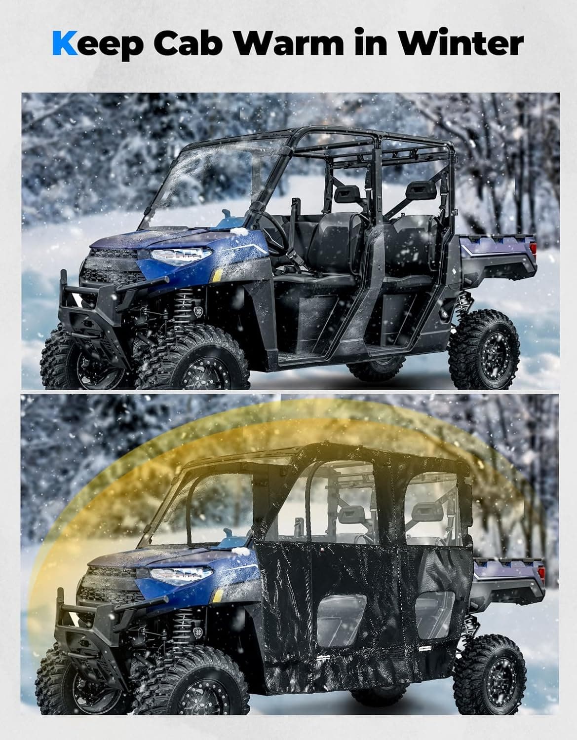 KEMIMOTO Ranger XP 1000 Crew telo cabina con zip YKK