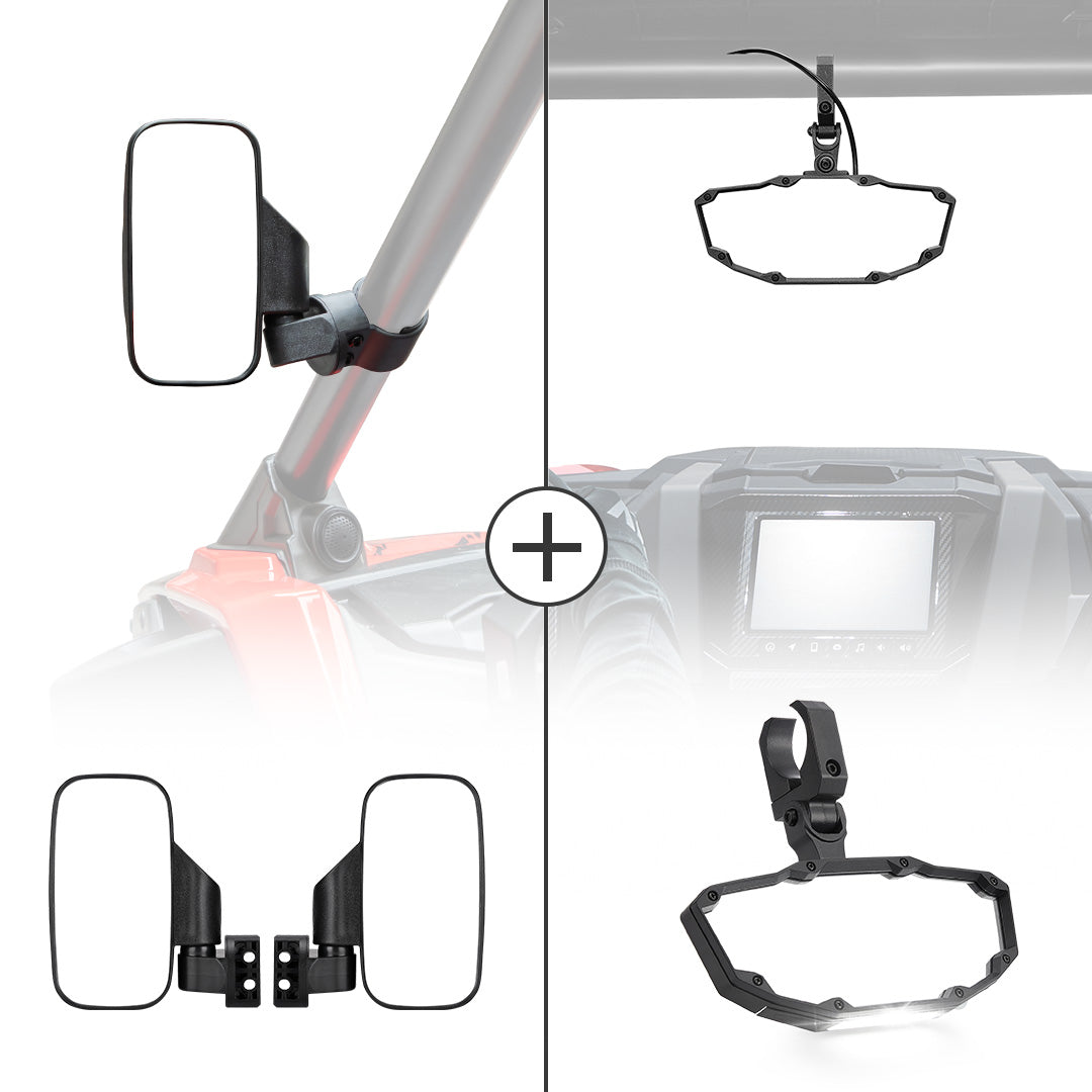 Kemimoto UTV specchietti laterali+centrale con luce