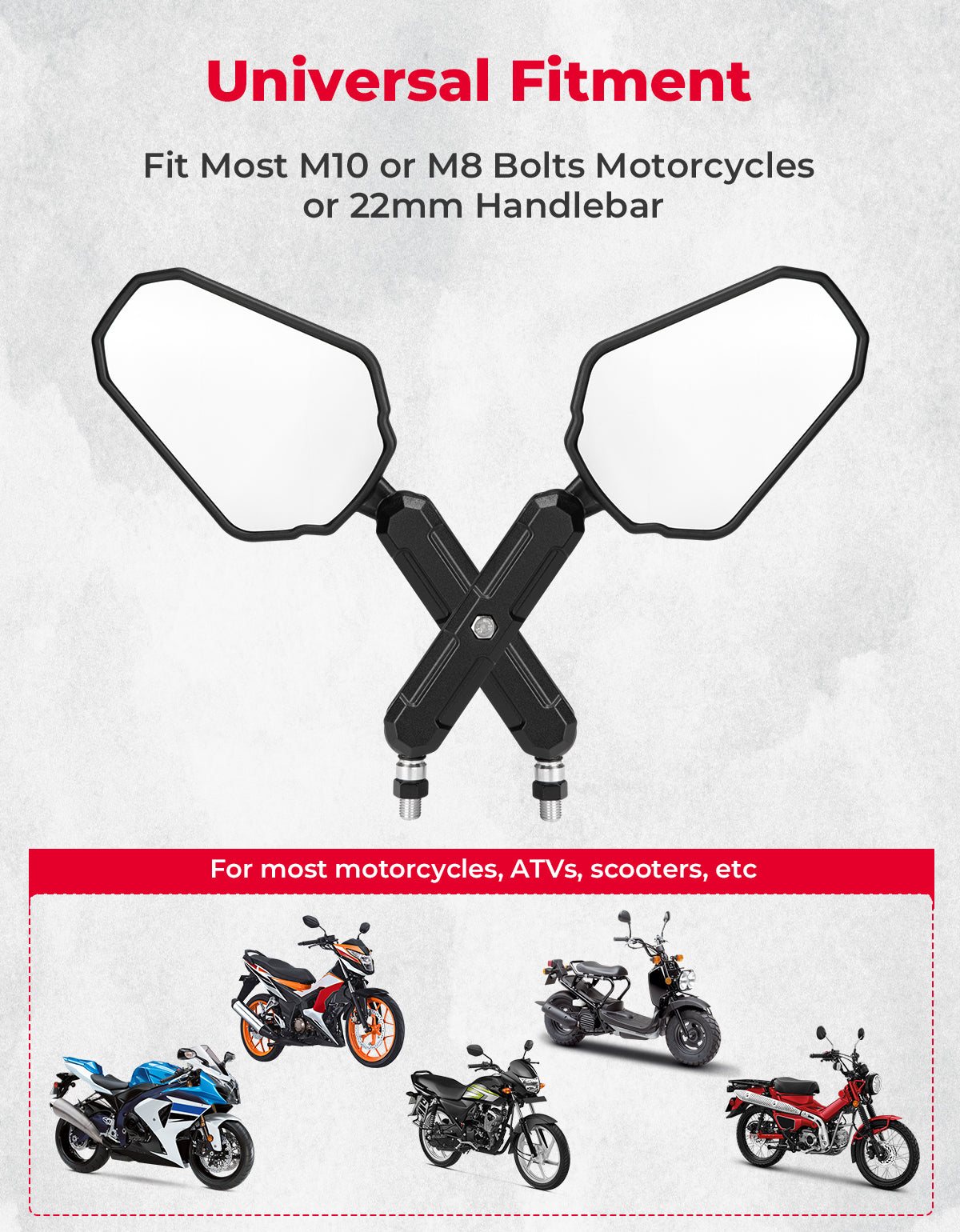KEMIMOTO Adventure Specchi Moto M8 M10 Grandangolari