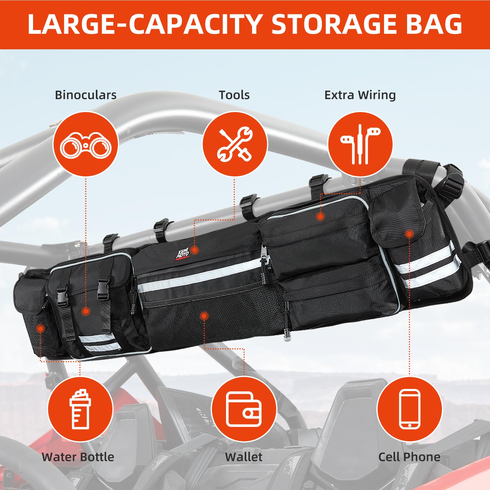 KEMIMOTO borsa roll-bar UTV nera 1680D
