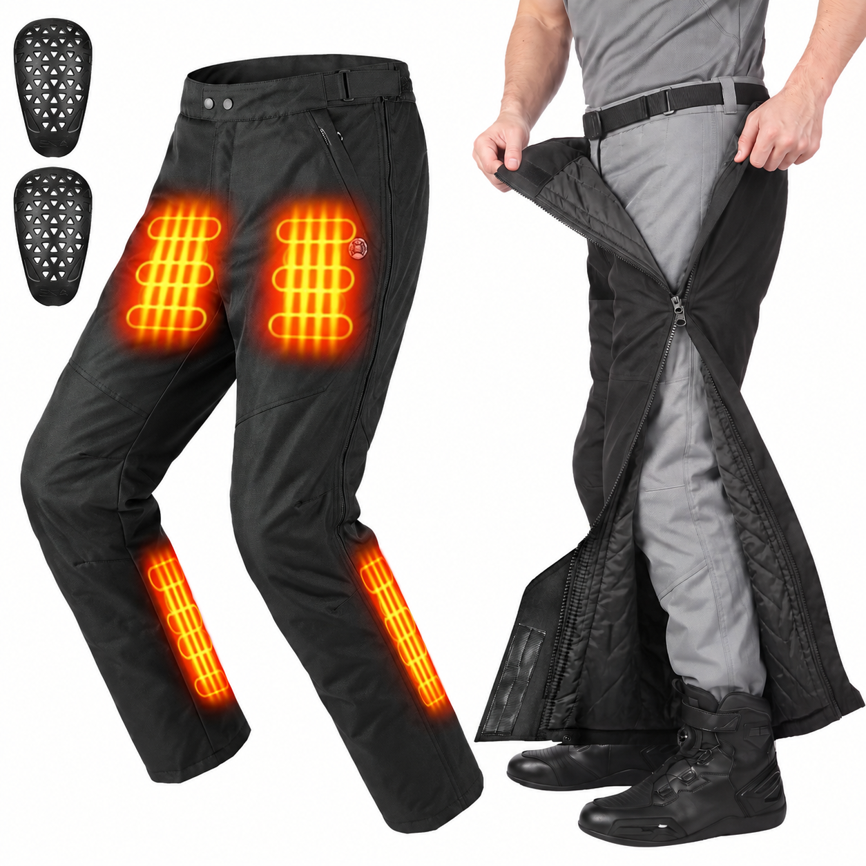 Kemimoto pantaloni moto riscaldati antivento con armor CE