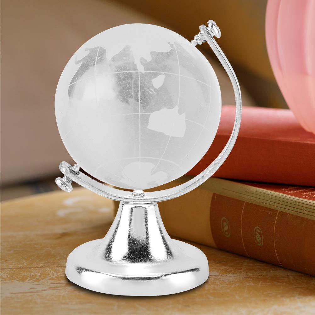 Hapivida Mini Mappamondo Cristallo 6,5 cm Argento Vetro