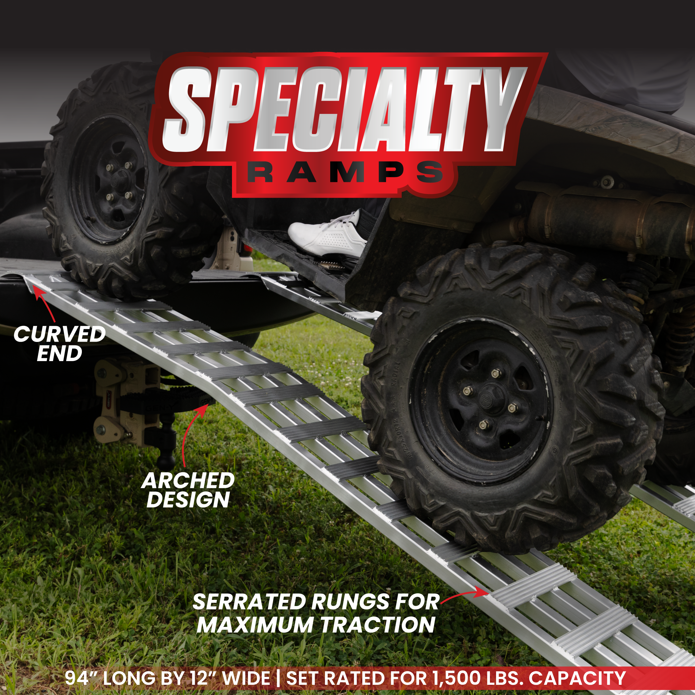 GEN-Y Hitch Aluminum Arched Ramps rampe moto ATV