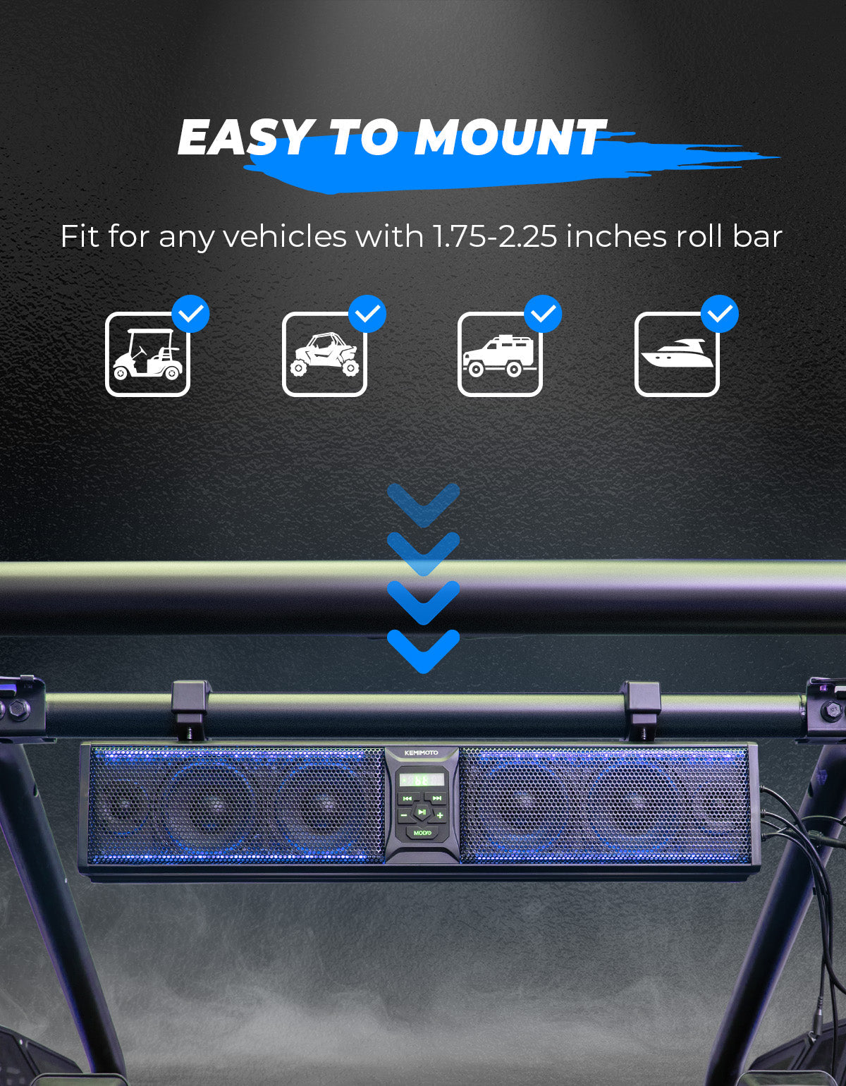 Kemimoto soundbar bluetooth RGB 26 pollici 500W