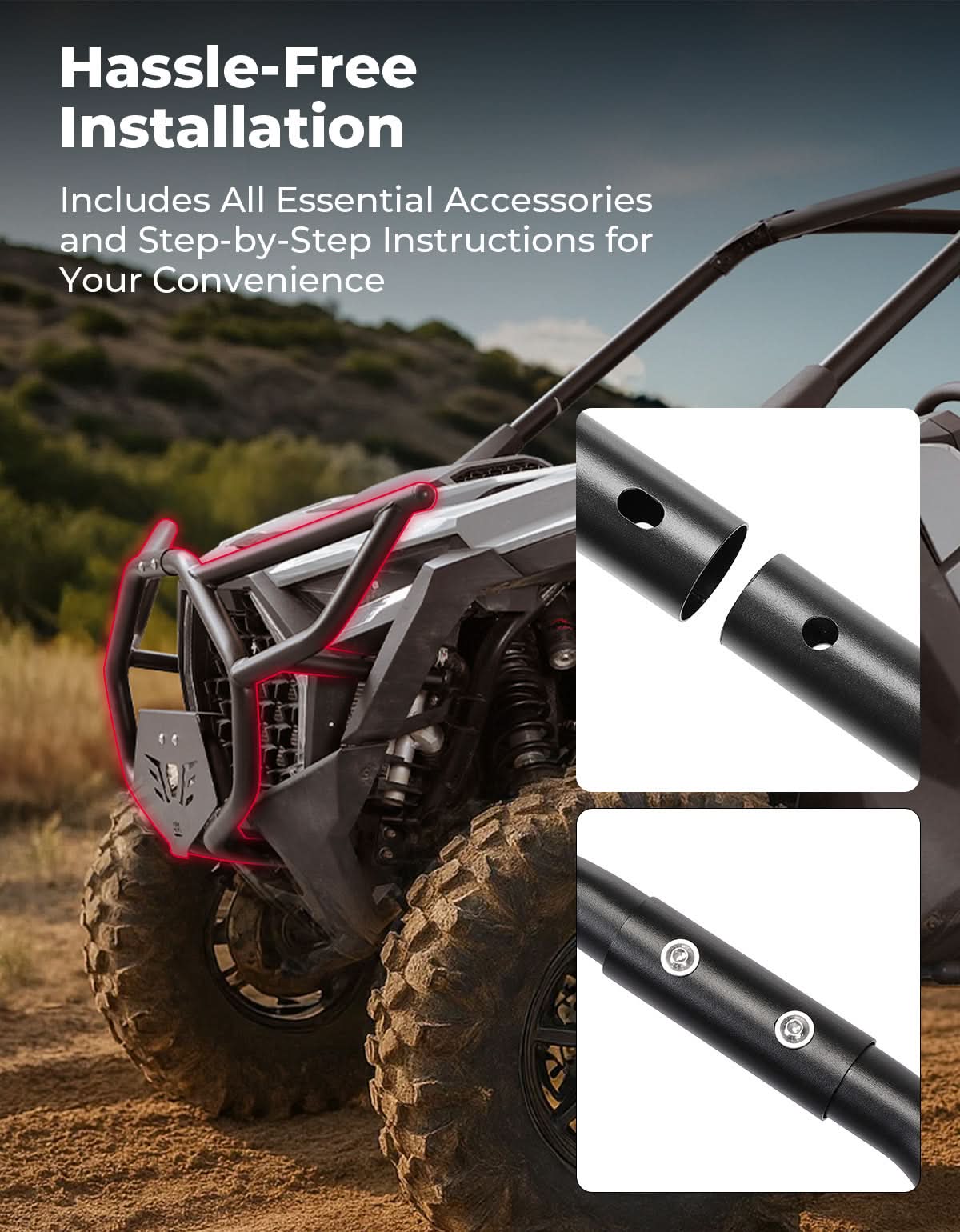 KEMIMOTO RZR PRO XP paraurti anteriore 2890388-458 nero metallo