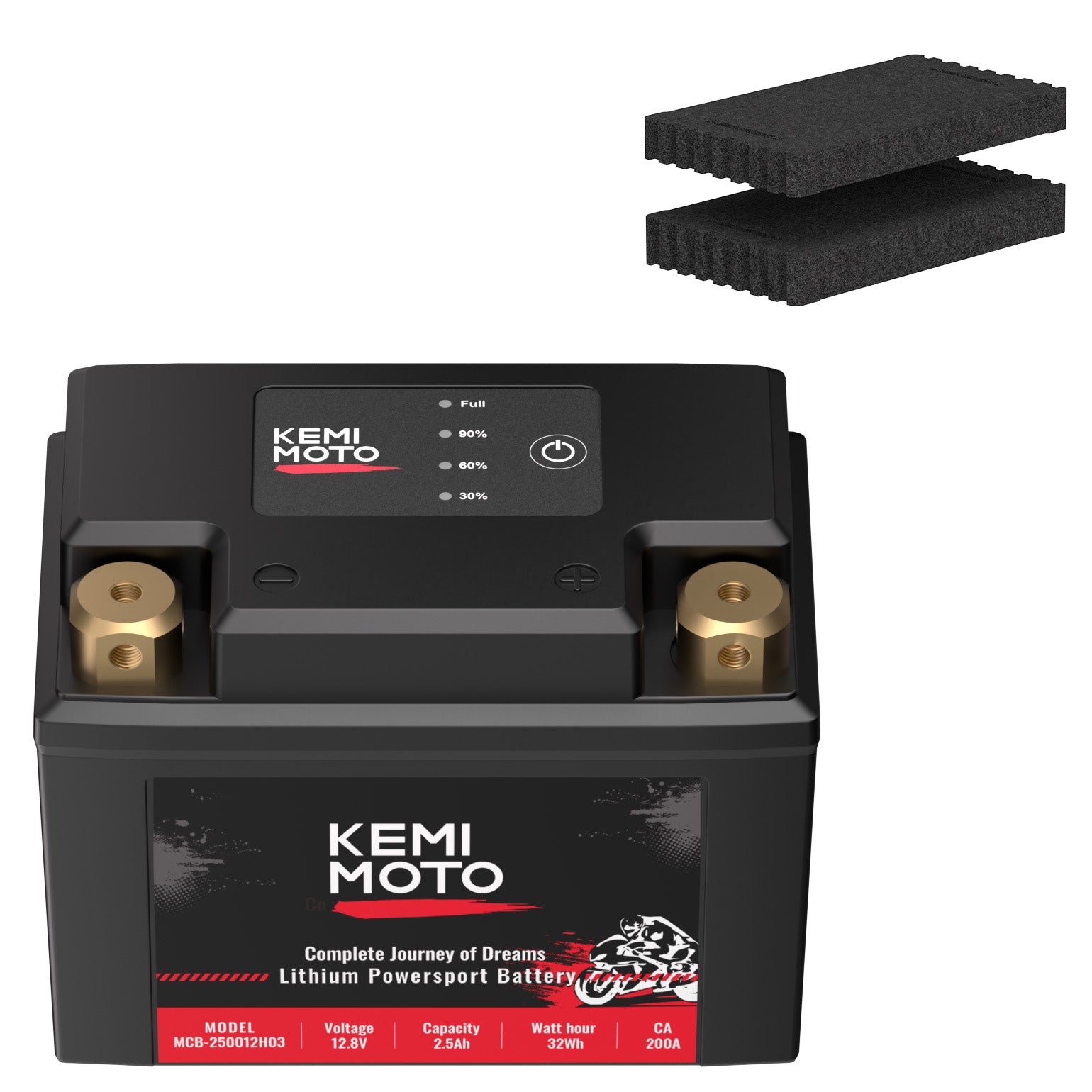 KEMIMOTO Batteria Litio 12V 2,5Ah LiFePO4 Moto
