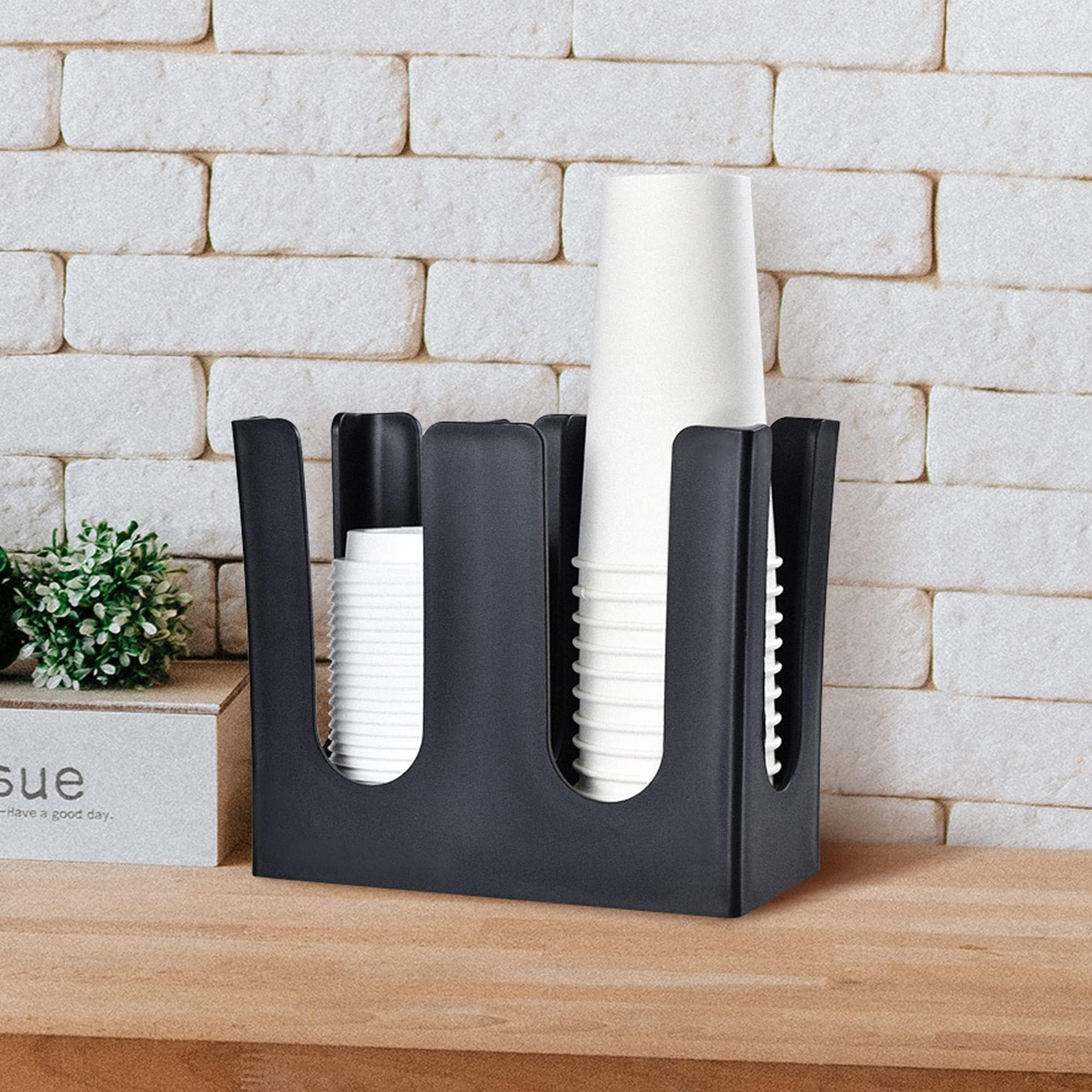 Kuuleyn dispenser bicchieri carta nero 2 scomparti plastica