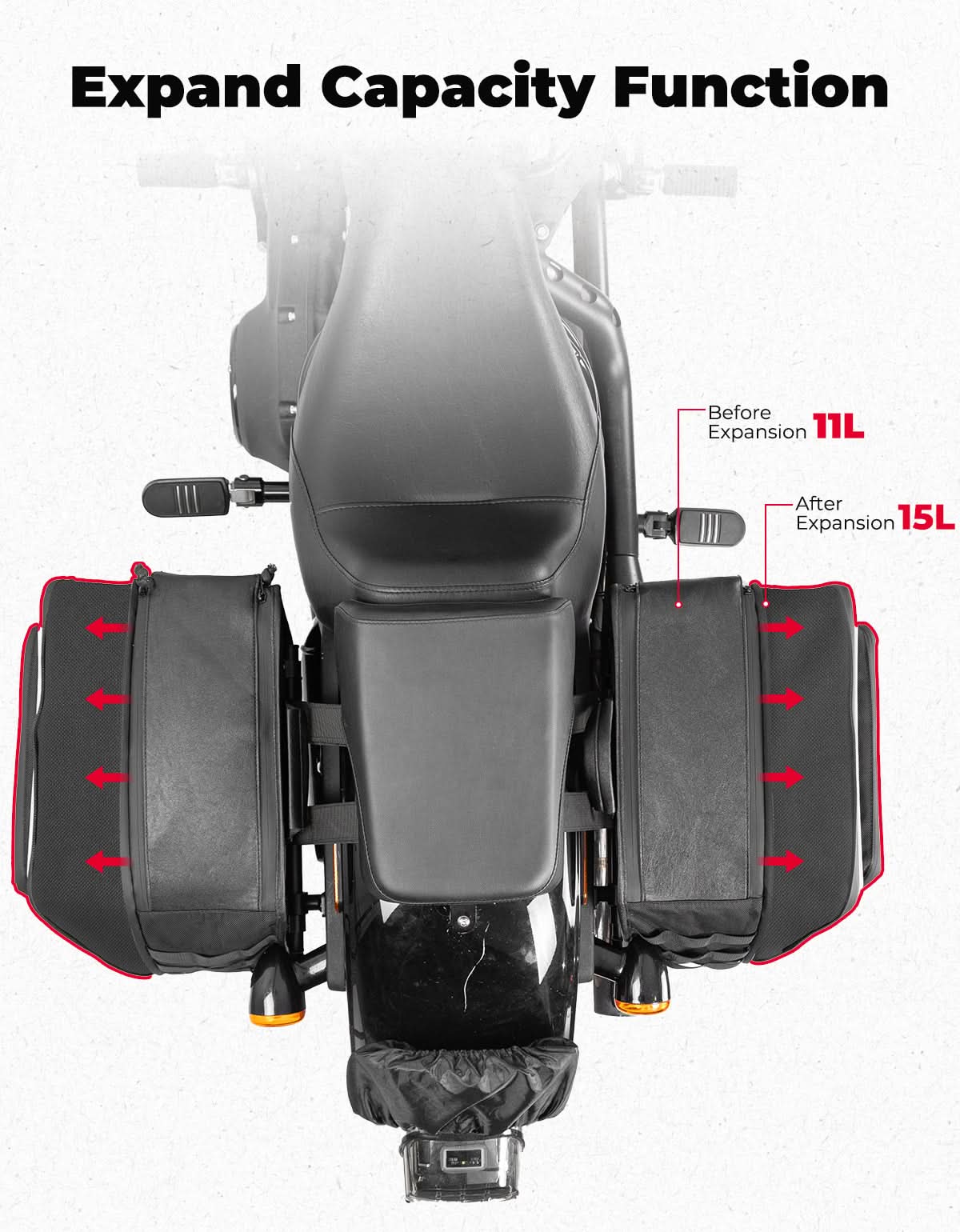 KEMIMOTO Cruiser Borse Laterali Moto Espandibili 30L