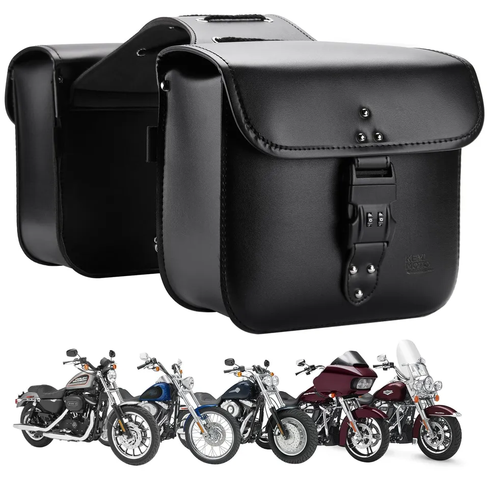 Kemimoto F1801-01801BK borse laterali moto 14L pelle con serratura
