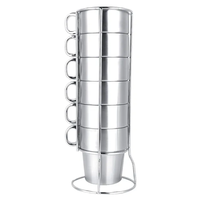 Kuuleyn Set 6 Tazze Acciaio Inox 300 ml Campeggio