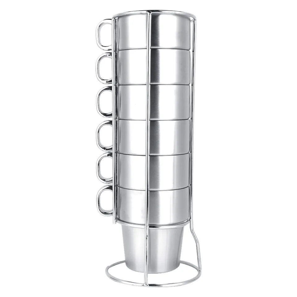 Kuuleyn Set 6 Tazze Acciaio Inox 300 ml Campeggio