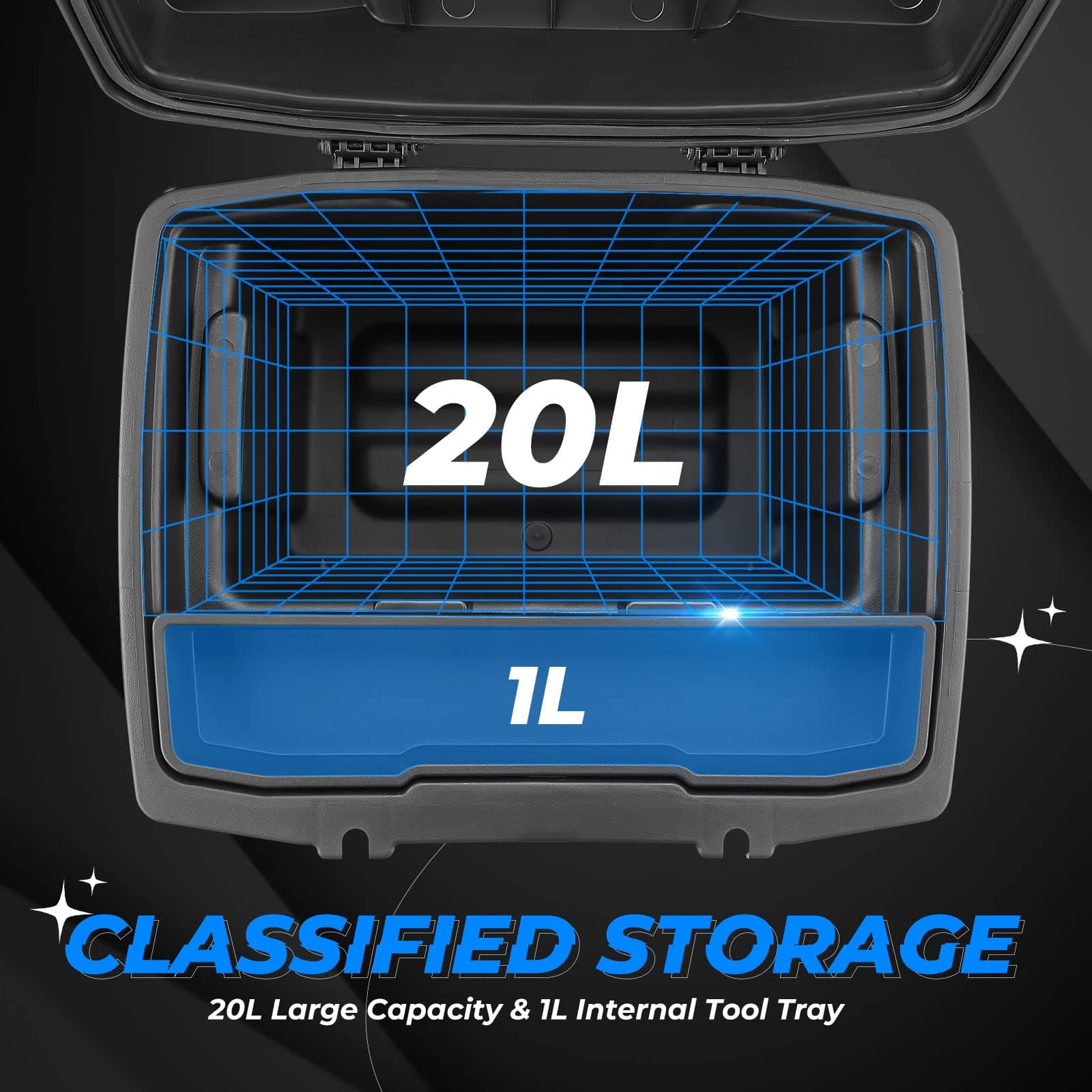 KEMIMOTO Ranger General box cassone 21L con vassoio