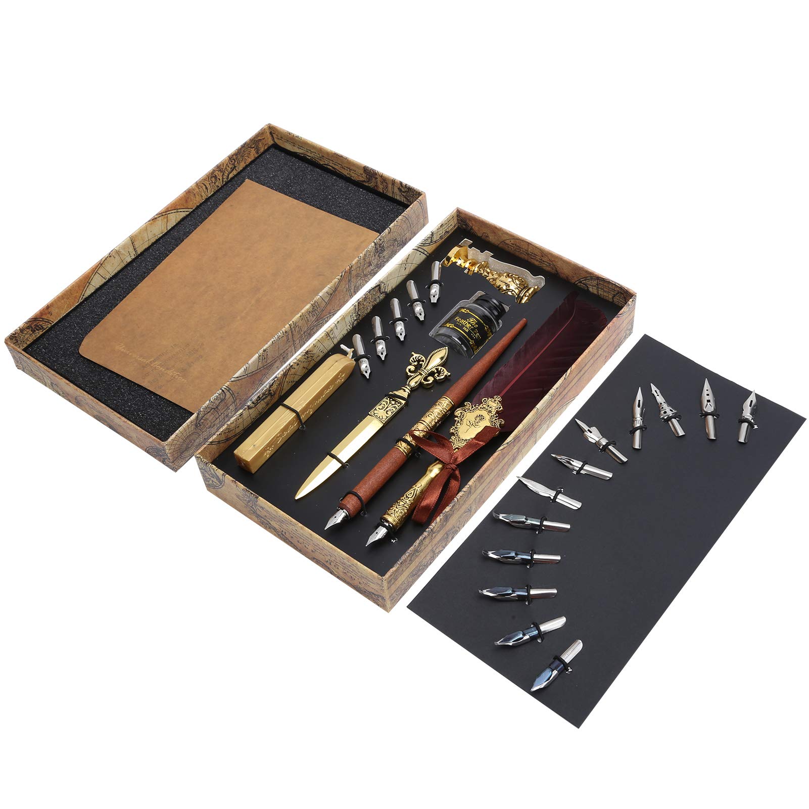 Kuuleyn Set Penna a Piuma Calligrafia blu-rosso con inchiostro