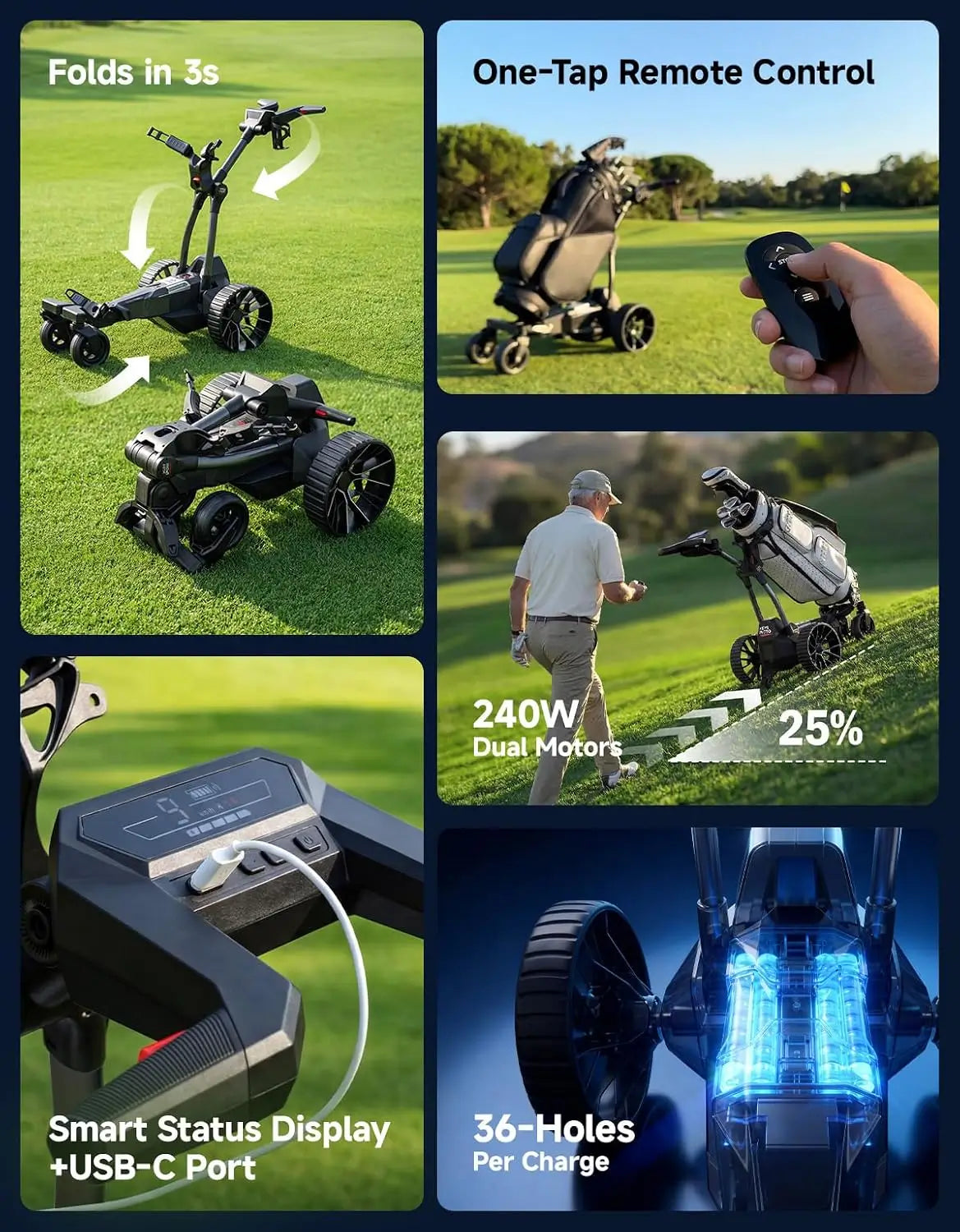 KEMIMOTO ApexR carrello golf elettrico telecomando 36 buche