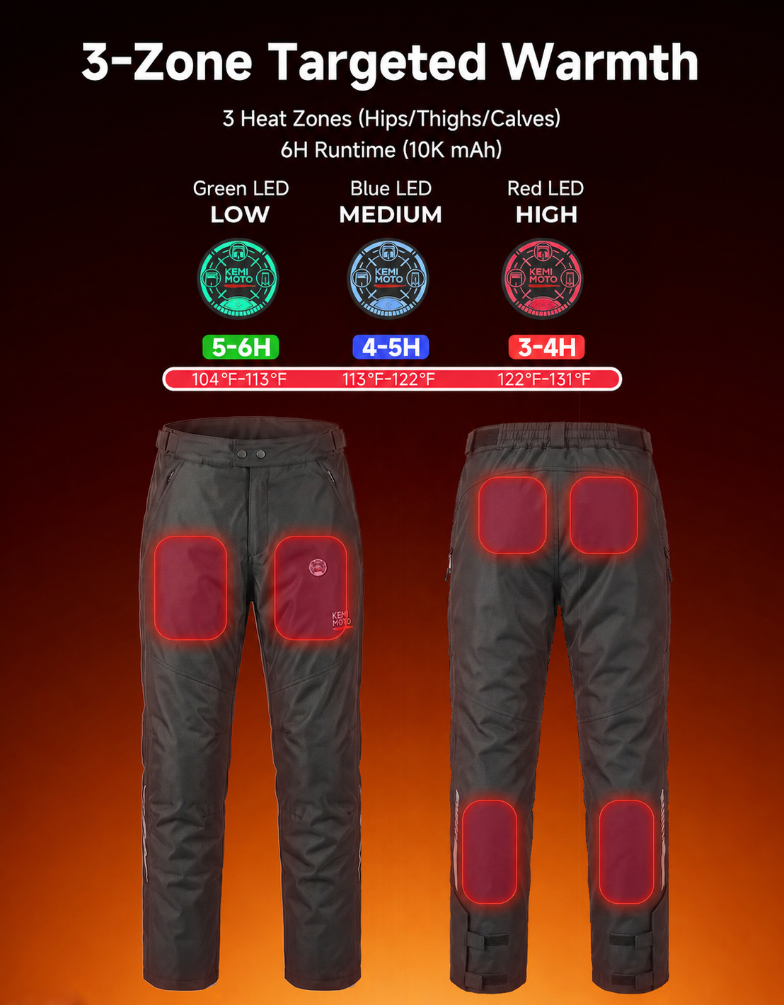 Kemimoto pantaloni moto riscaldati antivento con armor CE