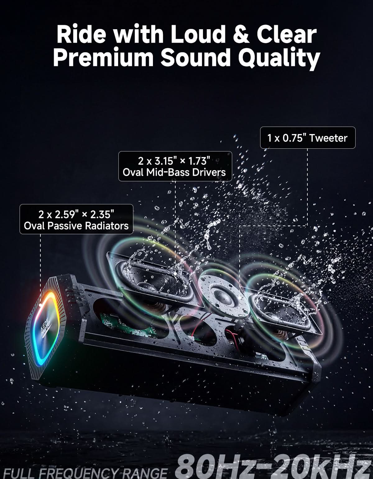 KEMIMOTO KMS5 soundbar moto RGB 100W manubrio