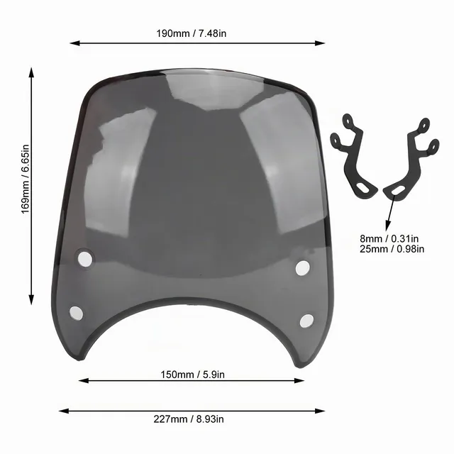 Hapivida Cupolino Retrò Parabrezza Moto 5-7 Pollici Grigio