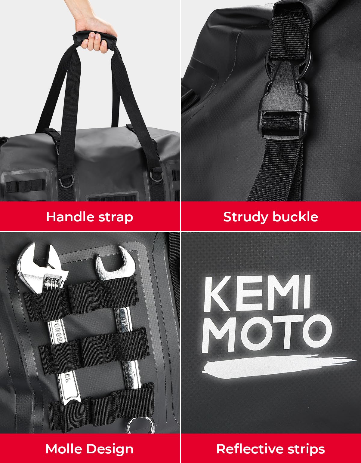 KEMIMOTO 50L borsone moto impermeabile 50 litri PVC
