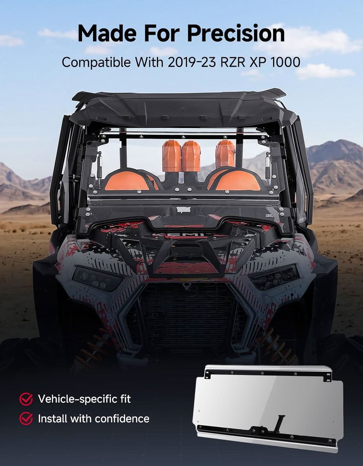 KEMIMOTO RZR XP 1000 Parabrezza Ribaltabile 3-in-1 2019-2023