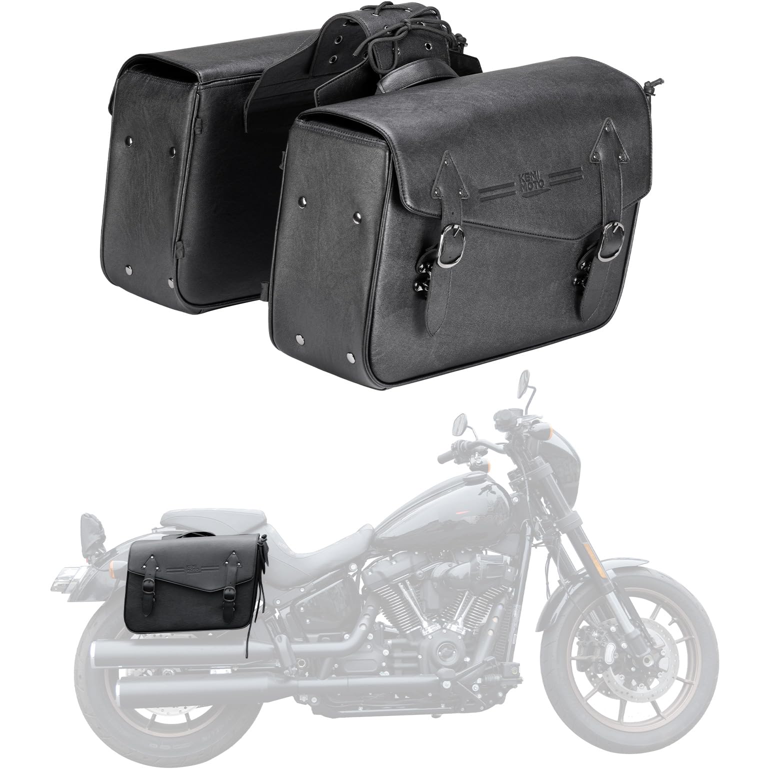 KEMIMOTO borse laterali moto pelle coppia 38x16x33 cm