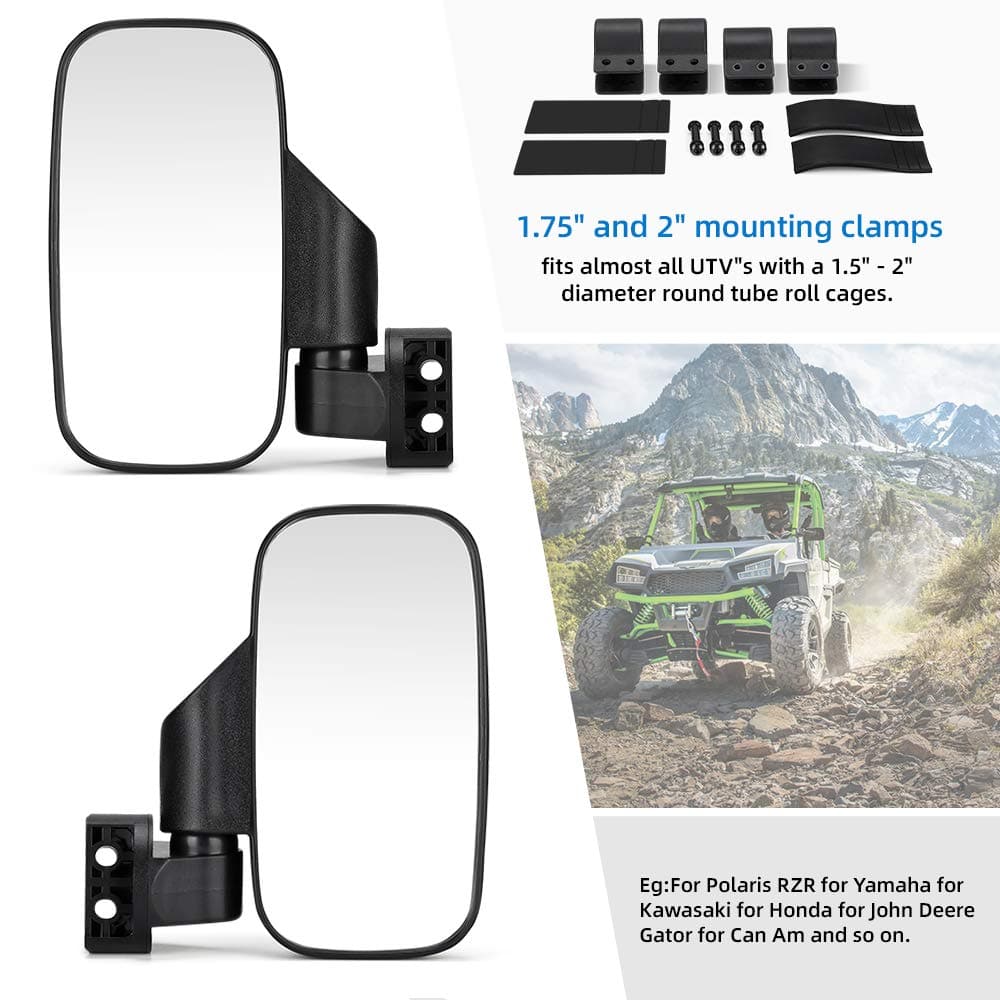 Kemimoto Set 3 Specchi UTV Tubo 1,75-2 Pollici Antivibrazione