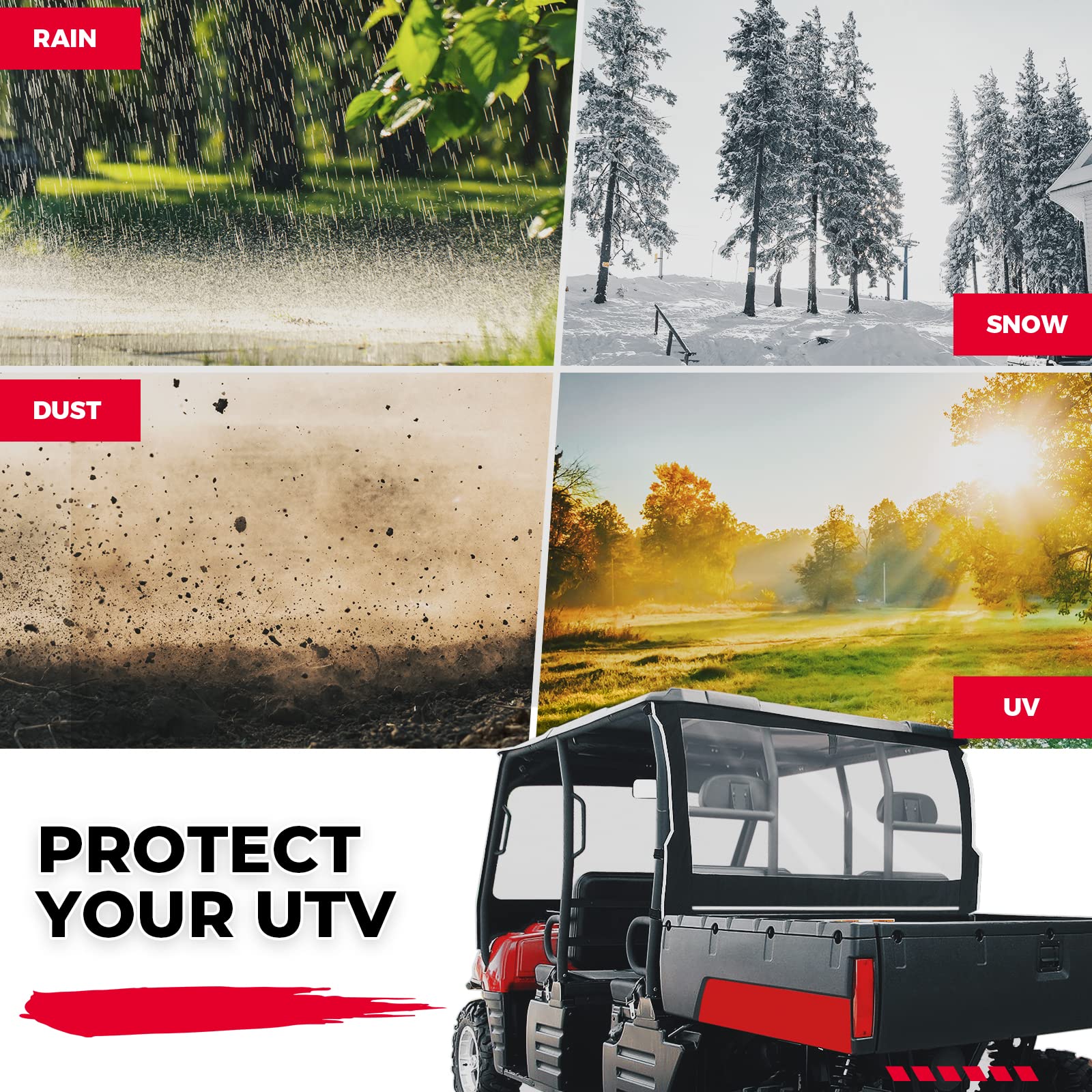 KEMIMOTO FTVWS014 lunotto posteriore UTV per Ranger 500 PVC