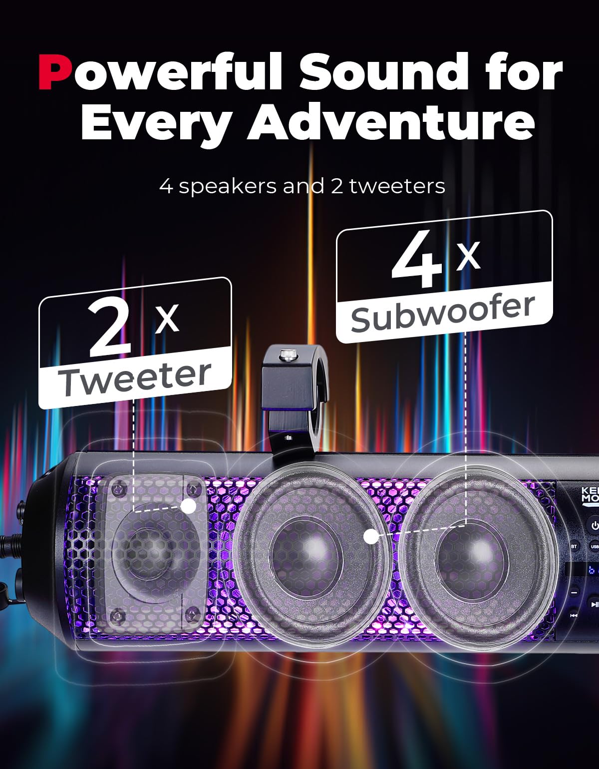 KEMIMOTO Soundbar Golf Cart 28 Pollici RGB Bluetooth