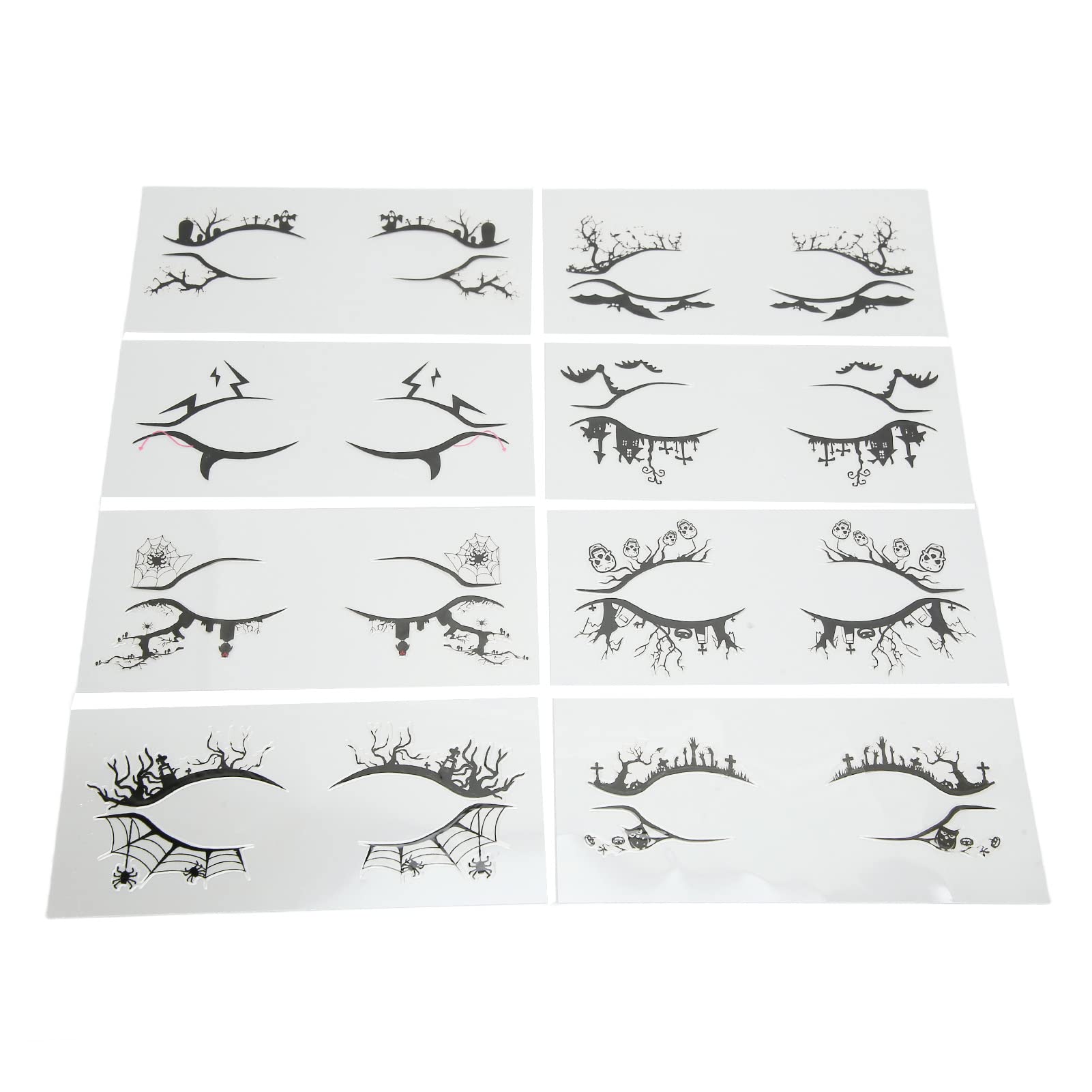 Kuuleyn Halloween adesivi eyeliner 8 fogli ragno pipistrello