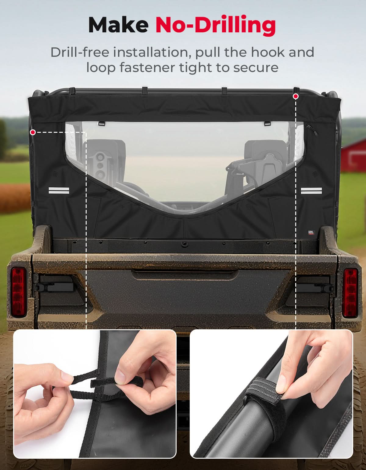 KEMIMOTO Pioneer 1000 lunotto posteriore con zip e strisce