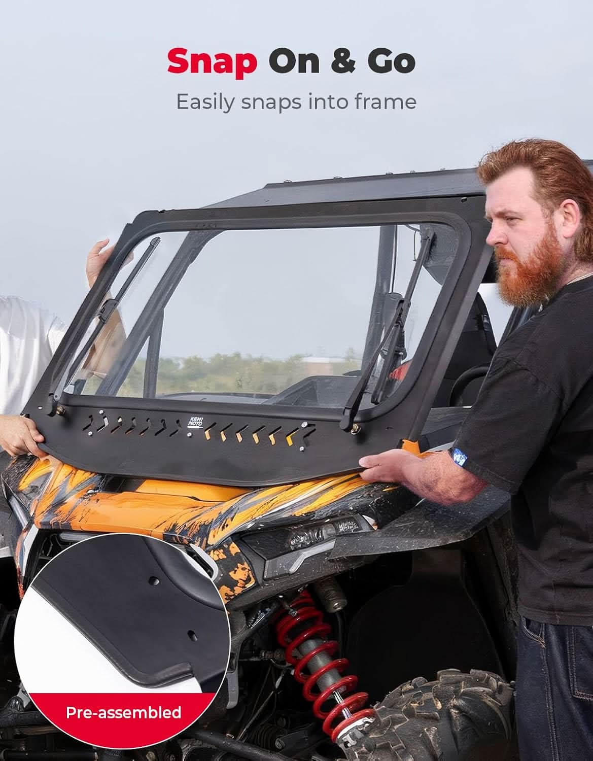 KEMIMOTO RZR XP 1000 parabrezza vetro ventilato tergicristalli
