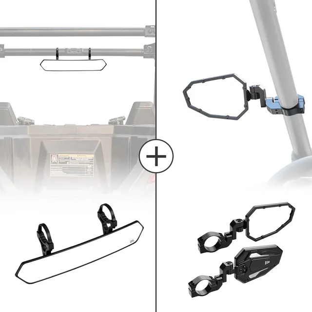 KEMIMOTO set specchietti UTV centrale+laterali 1.65-2" alluminio