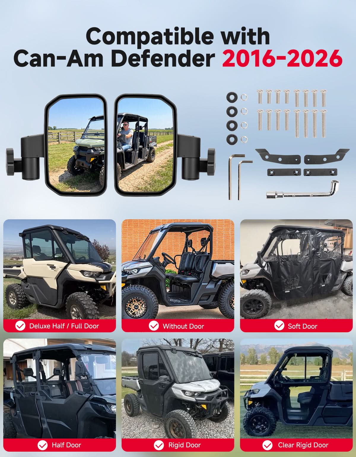 KEMIMOTO Defender specchietti laterali Can-Am con reset 2016+