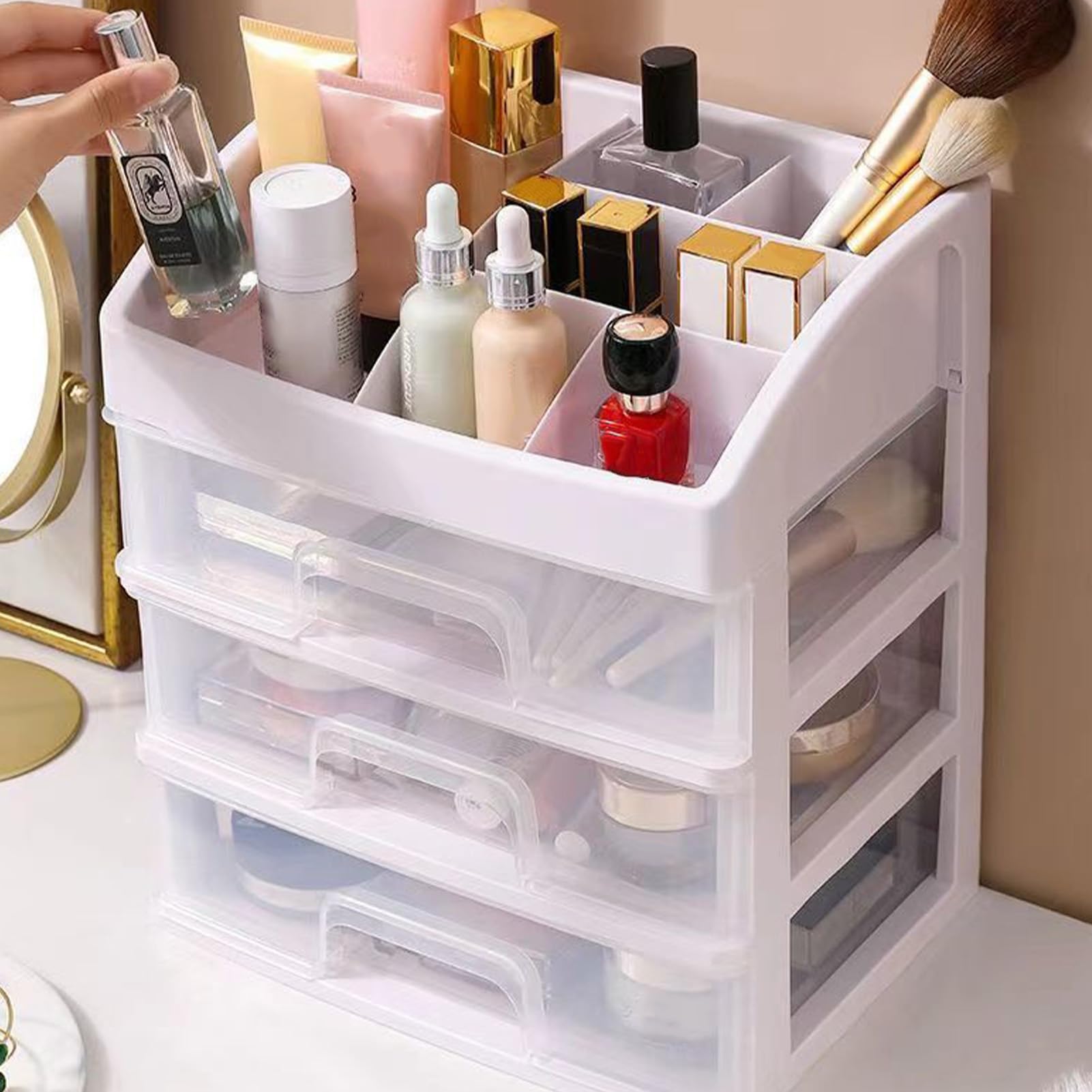 Hapivida Organizer Trucchi 3 Cassetti Trasparente Plastica